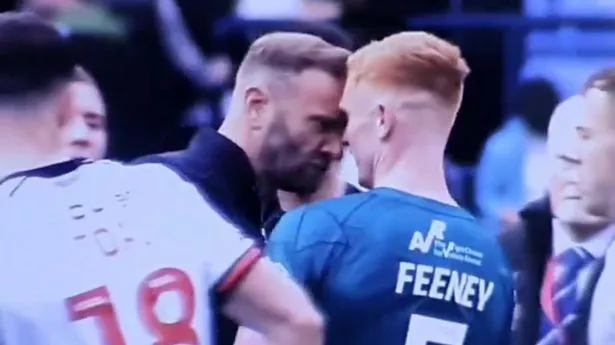 League One manager sent off after squaring up to rival player in heated post-match exchange