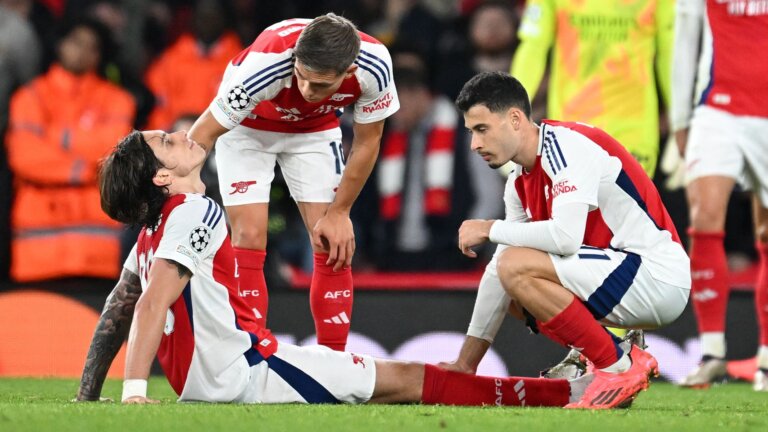 Arsenal edge to win over Shakhtar but Calafiori injured