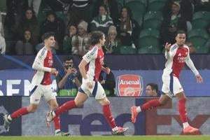Gabriel mimics Gyokeres in cheeky goal celebration in Arsenal win over Sporting in Champions League
