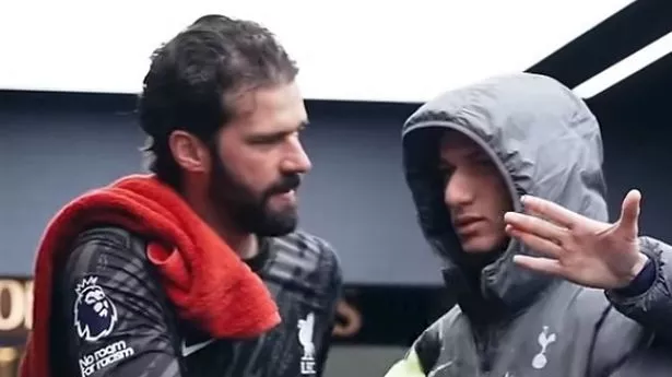 Tottenham star waited in tunnel for Liverpool keeper Alisson as exchange caught on camera