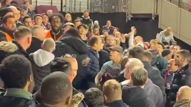 Huge brawl breaks out as punches thrown during West Ham vs Arsenal in ugly scenes