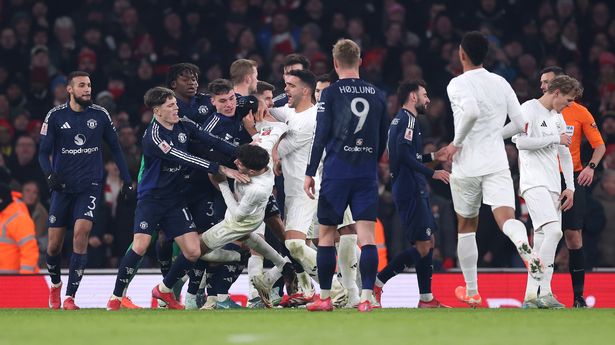 BREAKING: Harry Maguire at centre of Arsenal vs Man Utd brawl as FA Cup clash descends into chaos