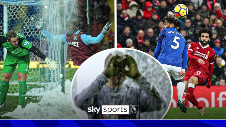 Blizzards, snowballs and Puskas Award winner! | PL football in snowy weather