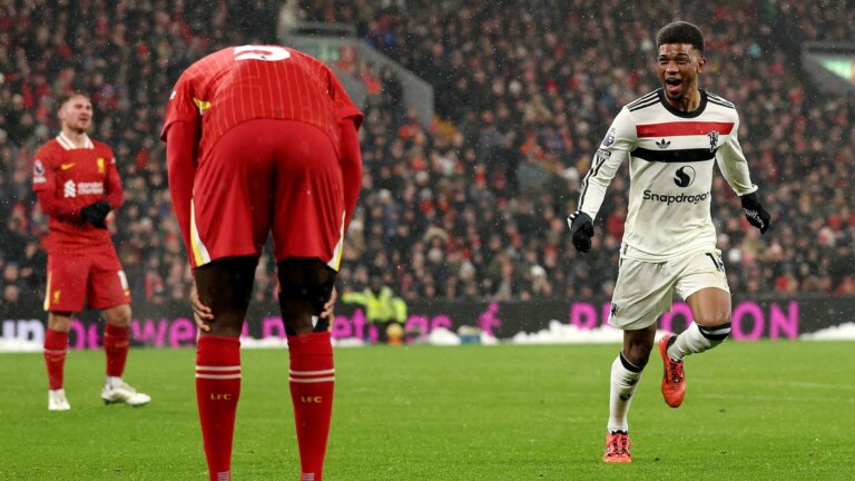 Amad’s late goal earns Man Utd deserved draw in thriller at Liverpool