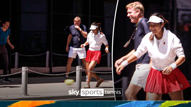 Raducanu shows off football skills in Madrid warm up!