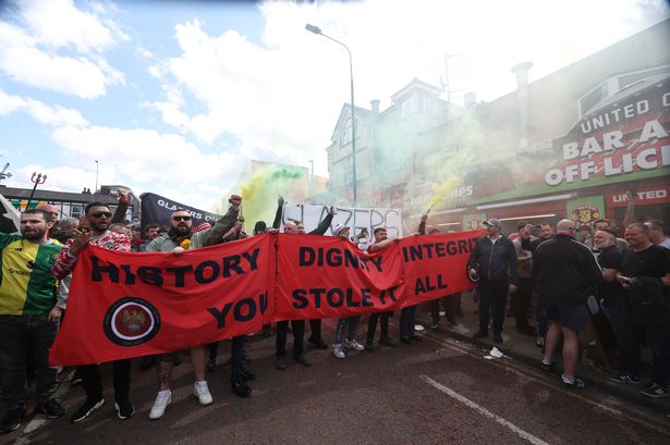 Man Utd fans protest against Jim Ratcliffe and the Glazers outside Old Trafford