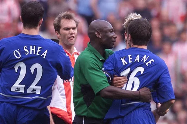Uriah Rennie had to think quickly when Roy Keane ‘suddenly snapped’ to stop a ’20-man brawl’