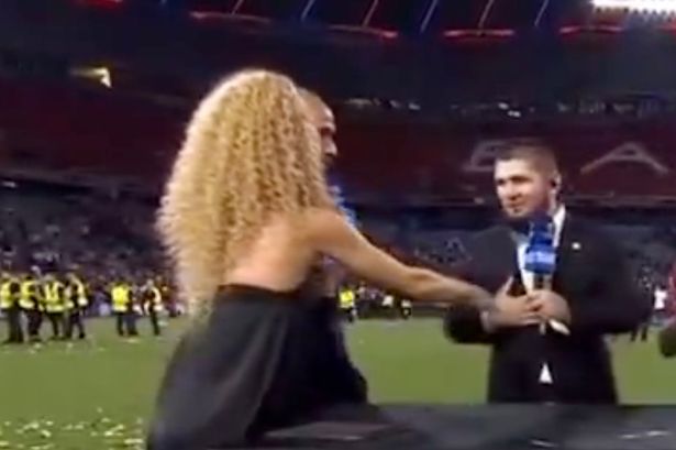 Khabib’s reason for rejecting Kate Scott’s handshake live on CBS Sports