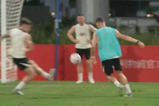 Florian Wirtz can’t help but smile in training at moment that’s caught on camera – ‘Oh my’