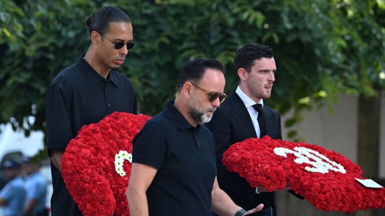 Jota’s wife and family joined by Liverpool players for funeral