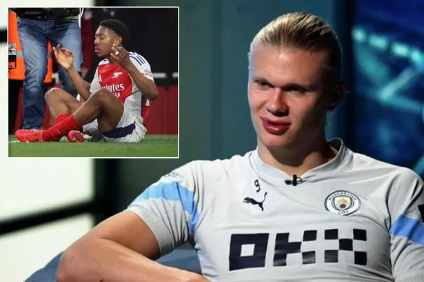 Erling Haaland responds to Arsenal star Myles Lewis-Skelly at last after being ‘mocked’