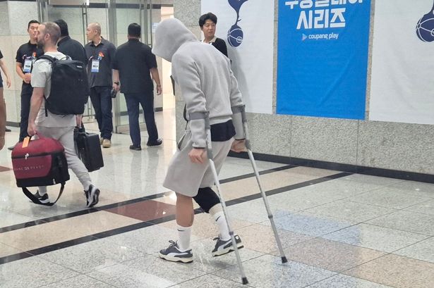 Thomas Frank offers ‘bad’ James Maddison update as Spurs star leaves stadium on crutches