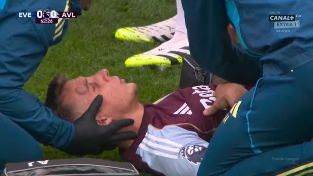 Aston Villa star suffers gruesome head injury after nasty clash with his own teammate